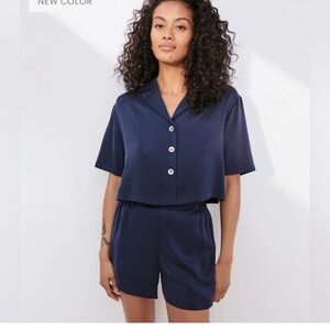 Lunya Washable Silk PJ Set cropped short set